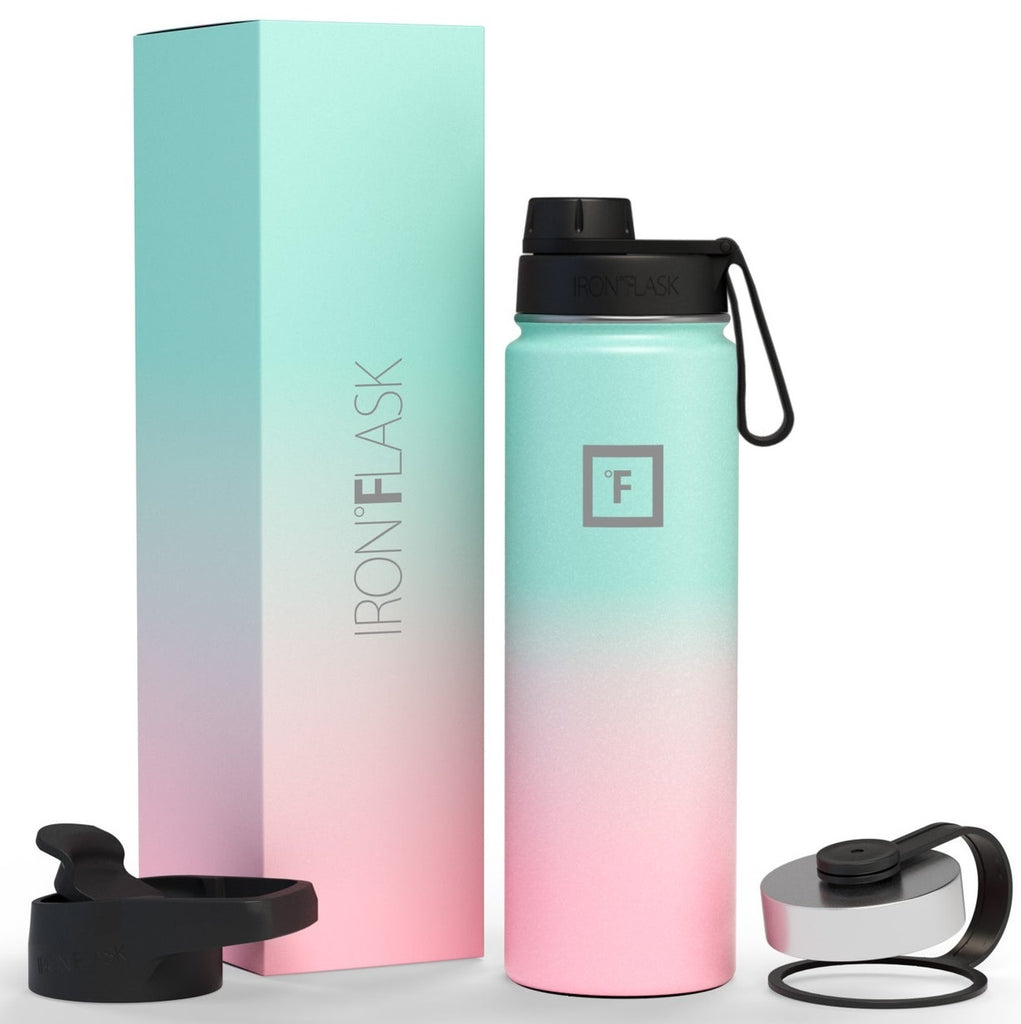 Iron Flask: Wide Mouth Bottle with Spout Lid - Bubble Gum (650ml)