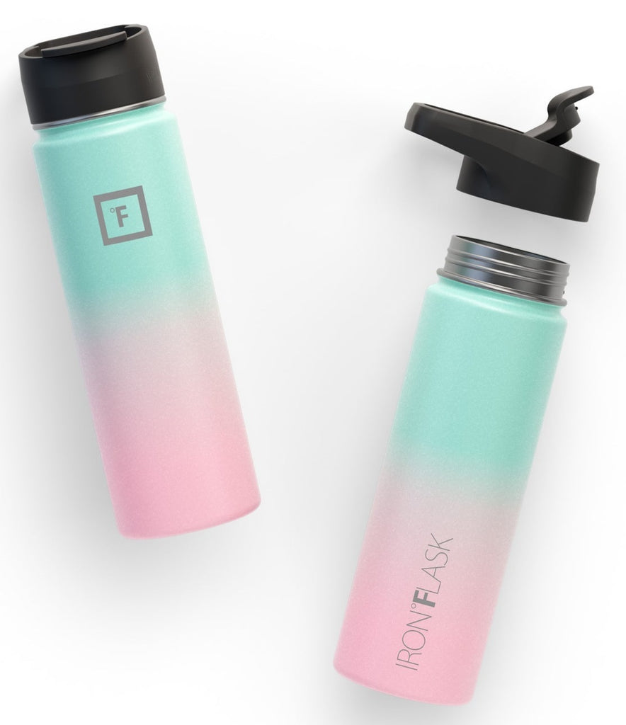 Iron Flask: Wide Mouth Bottle with Spout Lid - Bubble Gum (650ml)