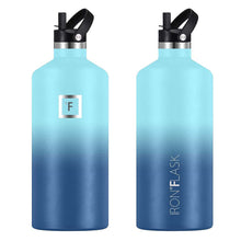 Load image into Gallery viewer, Iron Flask: Narrow Mouth Bottle with Straw Lid - Blue Waves (1900ml)