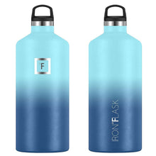 Load image into Gallery viewer, Iron Flask: Narrow Mouth Bottle with Straw Lid - Blue Waves (1900ml)