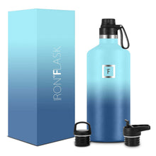Load image into Gallery viewer, Iron Flask: Narrow Mouth Bottle with Spout Lid - Blue Waves (1900ml)