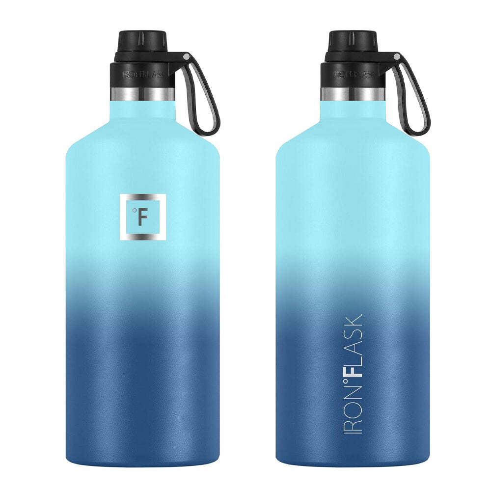 Iron Flask: Narrow Mouth Bottle with Spout Lid - Blue Waves (1900ml)