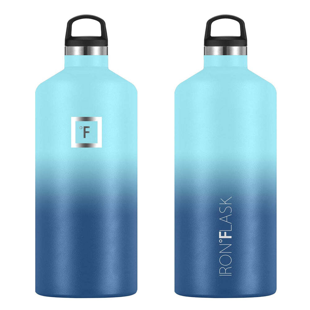 Iron Flask: Narrow Mouth Bottle with Spout Lid - Blue Waves (1900ml)