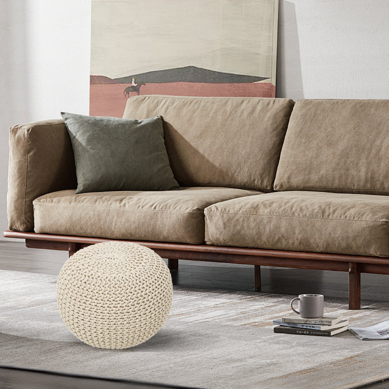 COMFEYA Premium Cotton Round Foot Stool - Beige