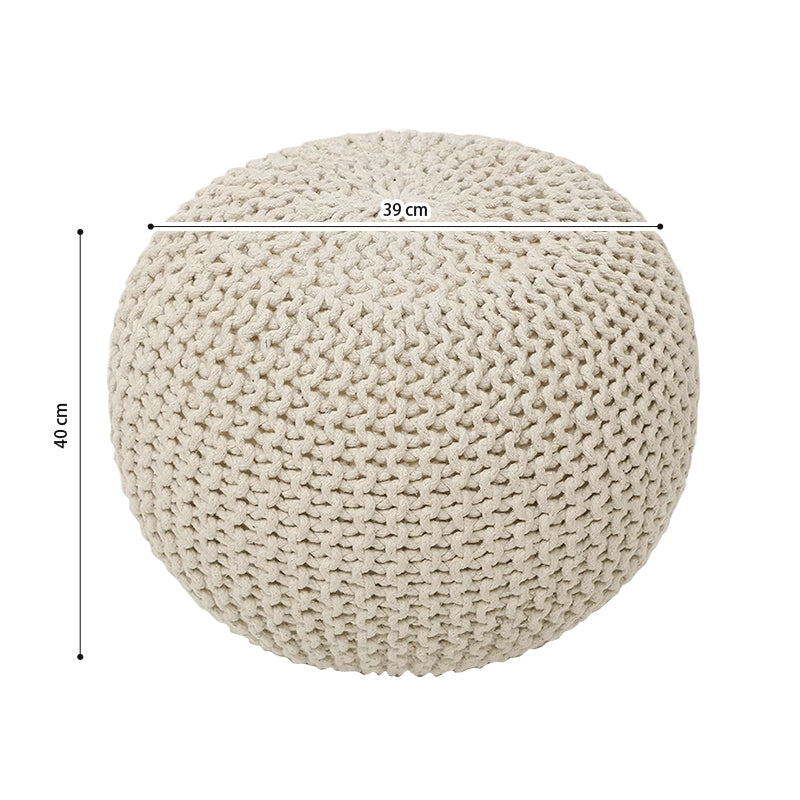 COMFEYA Premium Cotton Round Foot Stool - Beige