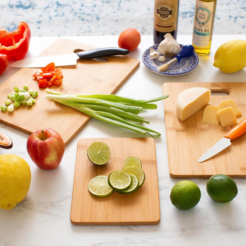OZZYCOOK 3-Piece Bamboo Cutting Board Set