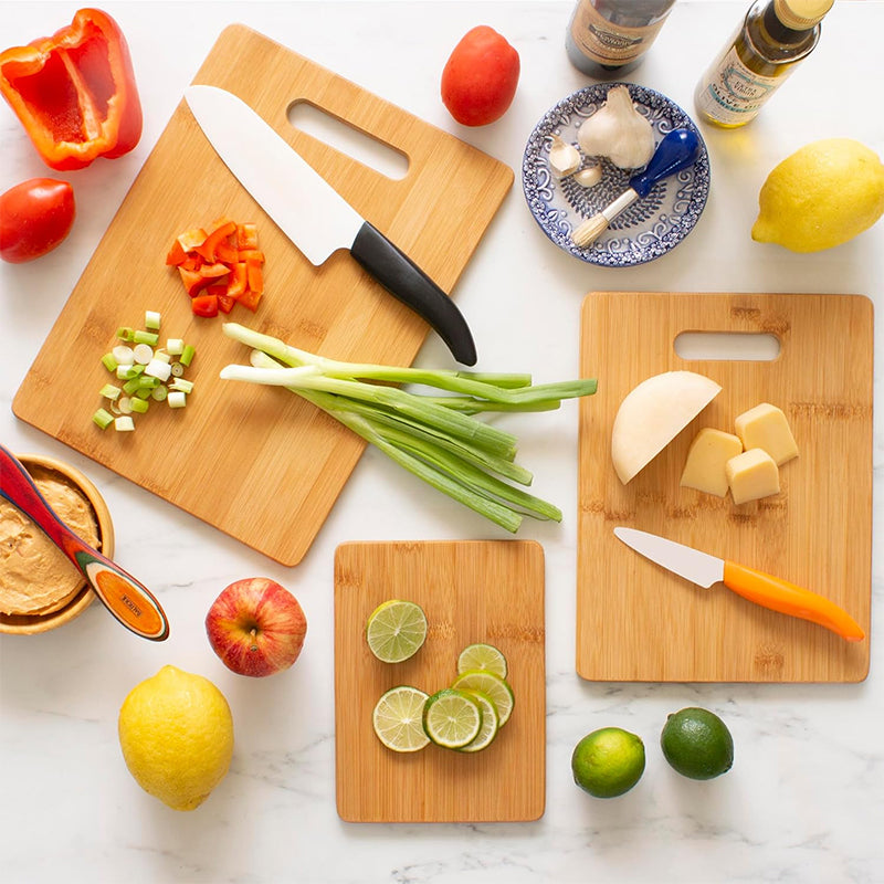 OZZYCOOK 3-Piece Bamboo Cutting Board Set