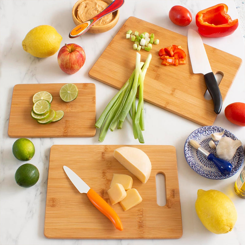 OZZYCOOK 3-Piece Bamboo Cutting Board Set