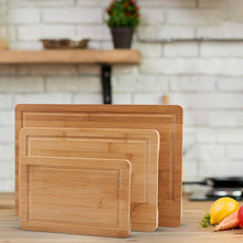 Load image into Gallery viewer, OZZYCOOK 3-Pack Bamboo Cutting Boards for Kitchen Prep and Serving