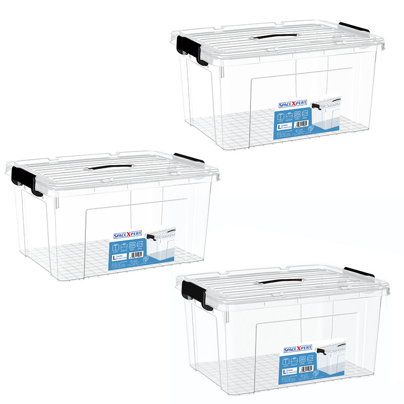 Spacexpert 3 x 55L Stackable Storage Bins with Lids