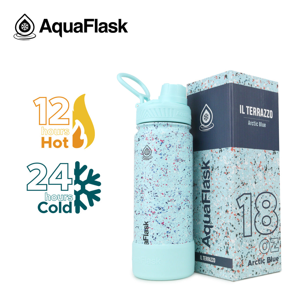 AquaFlask: IL Terrazzo Water Bottle - Arctic Blue (532mL/18oz)