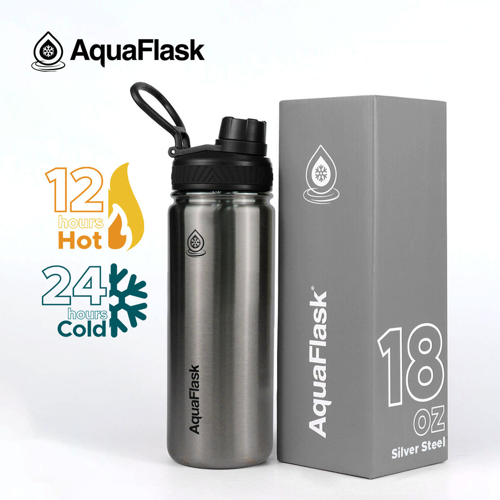 AquaFlask: Original Water Bottle - Silver Steel (532mL/18oz)