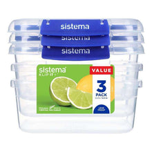 Load image into Gallery viewer, Sistema: Klip It Plus - 1L Rectangle (3-Pack)
