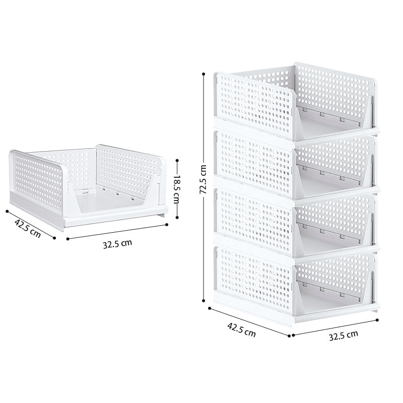 STORFEX 4-Pack Folding Closet Organizer Storage Boxes - Medium