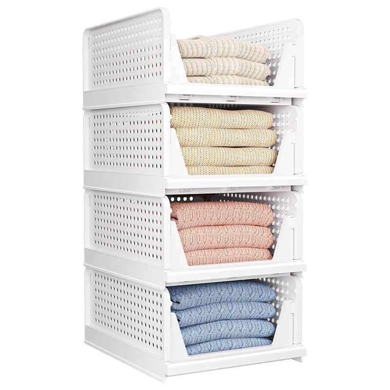 STORFEX 4-Pack Folding Closet Organizer Storage Boxes - Medium