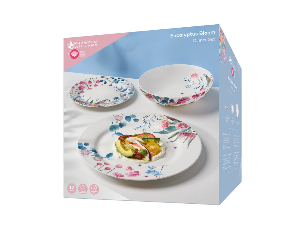 Maxwell & Williams: Royal Botanic Gardens Rim Dinner Set - Eucalyptus Bloom (12pc Set)