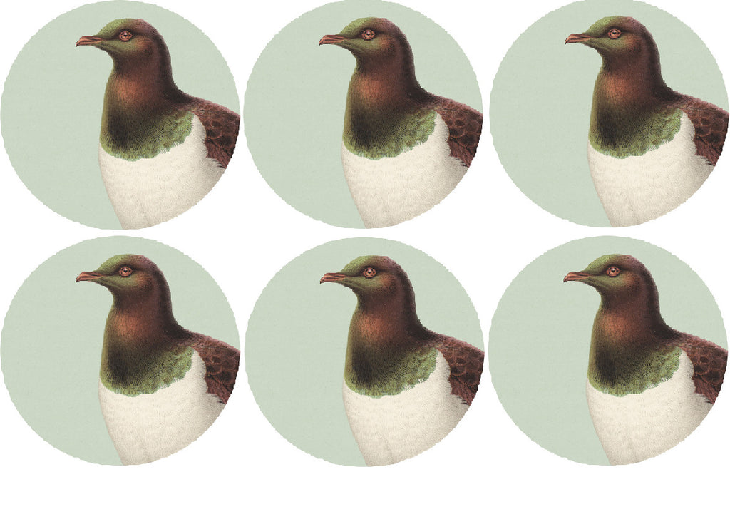100% NZ: NZ Kereru Cork Backed Placemat Set (6 Pack)