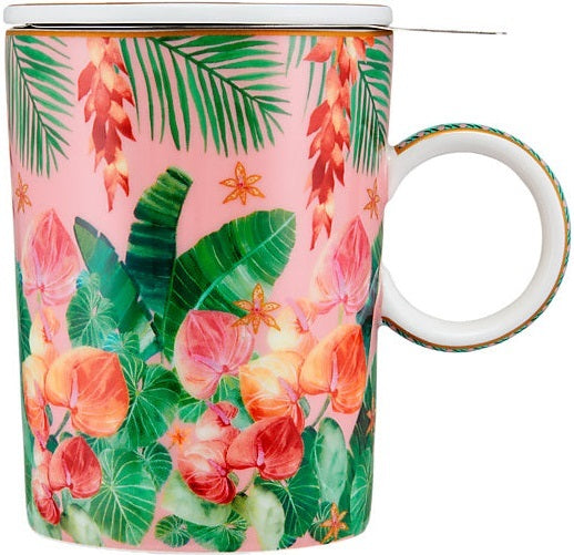 Maxwell & Williams: Teas & C's Tropicana Lidded Mug With Infuser - Pink (340ml)