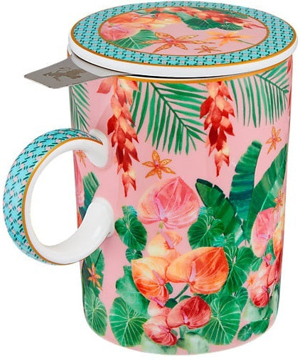 Maxwell & Williams: Teas & C's Tropicana Lidded Mug With Infuser - Pink (340ml)