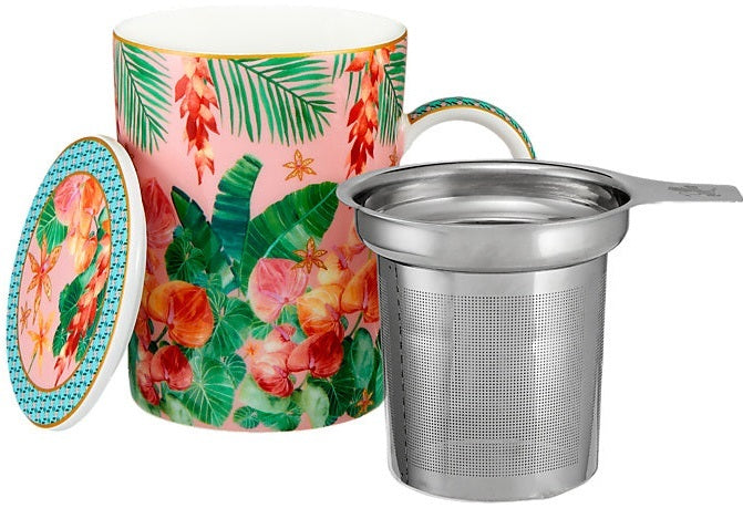 Maxwell & Williams: Teas & C's Tropicana Lidded Mug With Infuser - Pink (340ml)