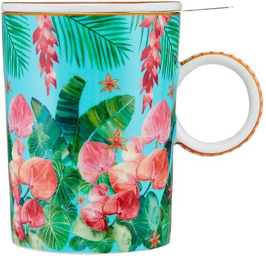 Maxwell & Williams: Teas & C's Tropicana Lidded Mug With Infuser - Blue (340ml)