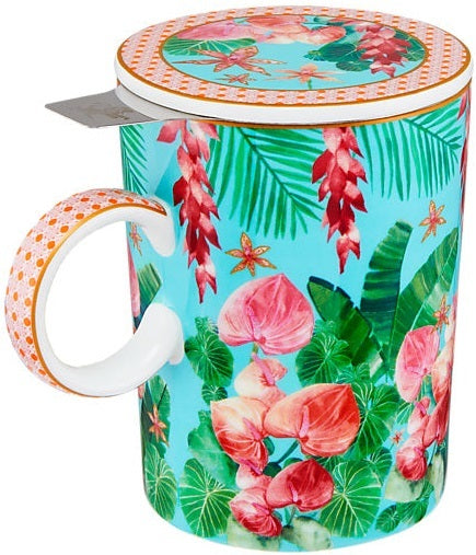 Maxwell & Williams: Teas & C's Tropicana Lidded Mug With Infuser - Blue (340ml)