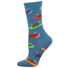 Load image into Gallery viewer, Socksmith: Surfing Otter Socks - Blue