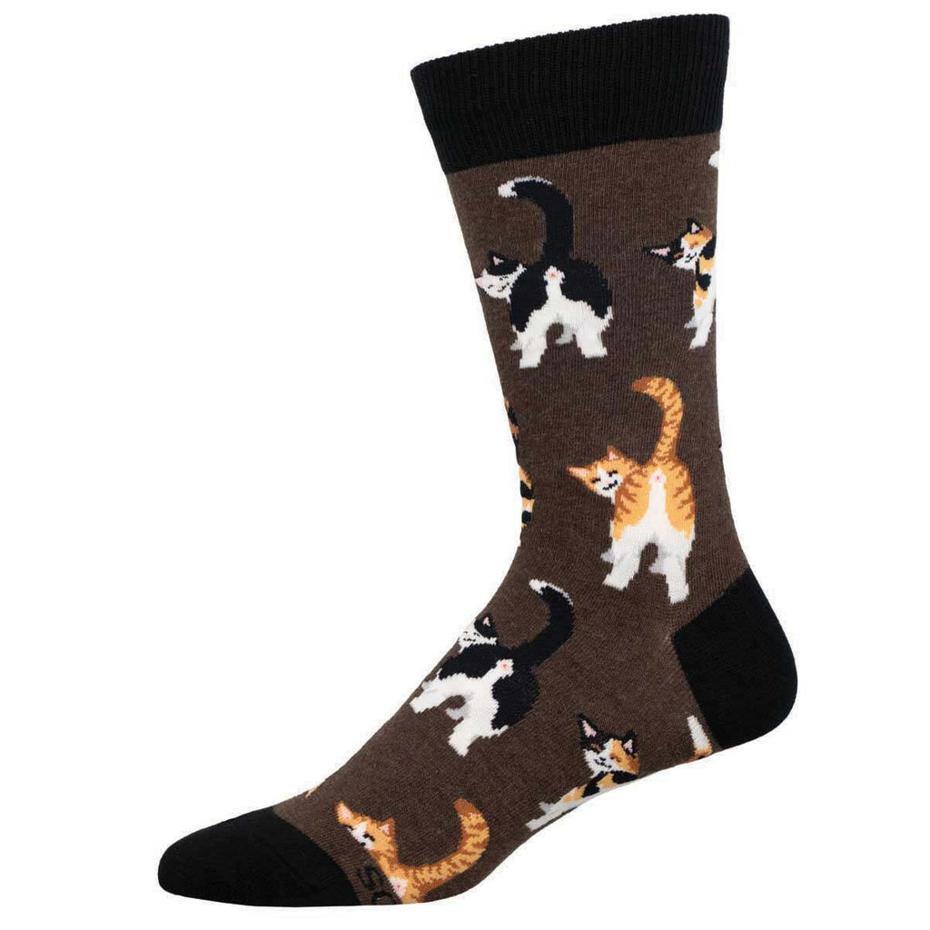 SockSmith: Cat Butts Socks - Brown Heather