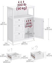 Load image into Gallery viewer, VASAGLE Freestanding Bathroom Floor Storage Cabinet with 3 Drawers