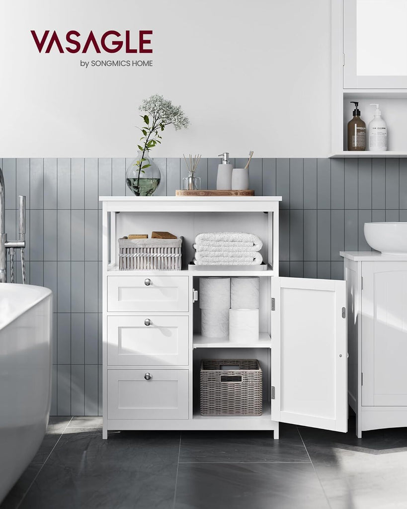 VASAGLE Freestanding Bathroom Floor Storage Cabinet with 3 Drawers