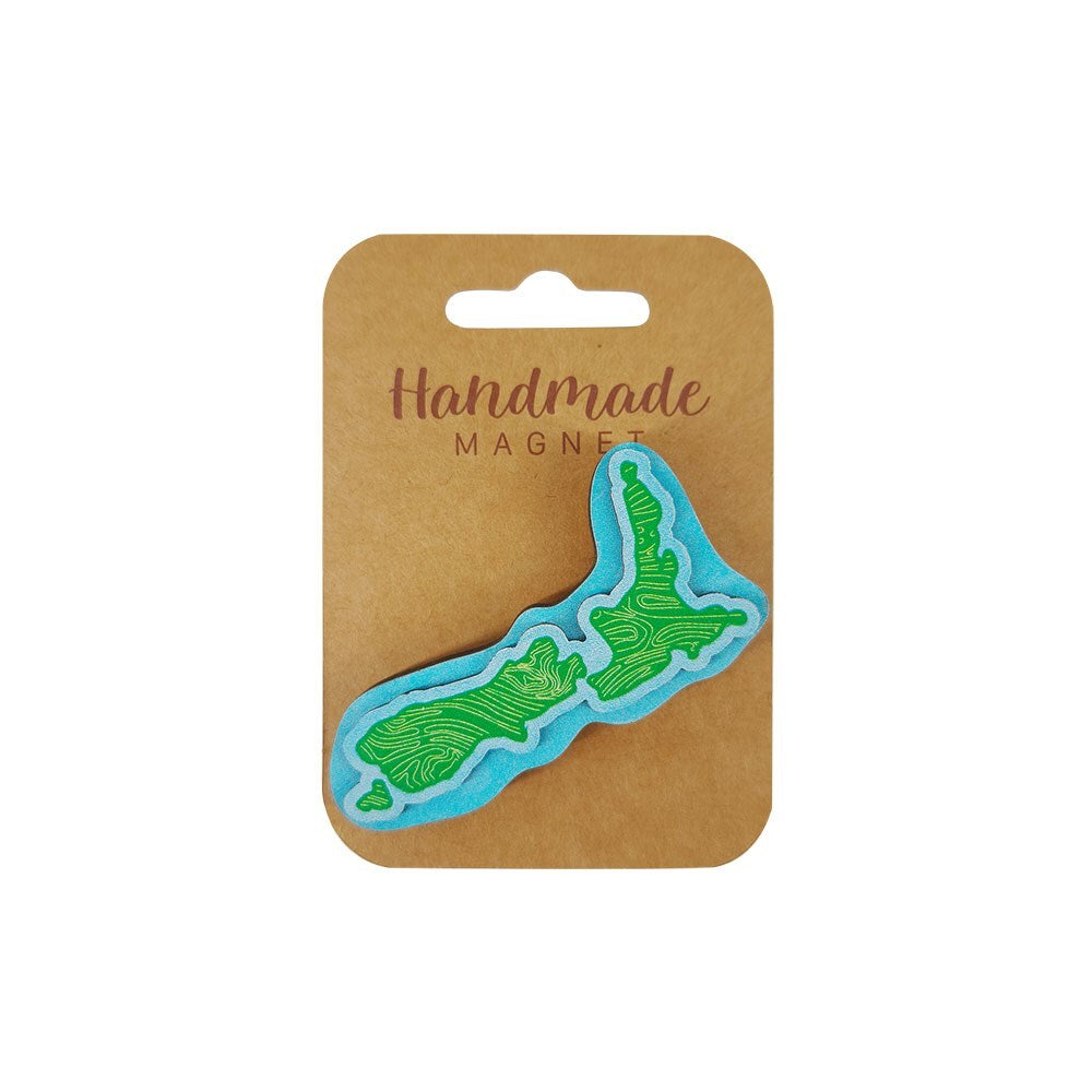 100% NZ: NZ Map Wooden Magnet