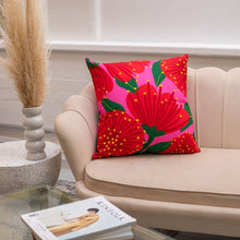 Load image into Gallery viewer, 100% NZ: Bright Botanical Pink Pohutukawa Cushion Cover