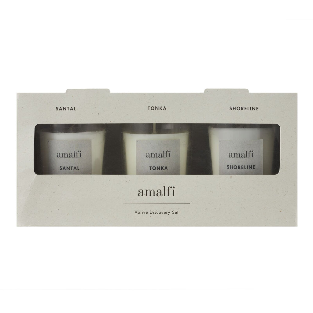 Amalfi: Santal Tonka Votives (Set of 3) - Taupe (9cm)