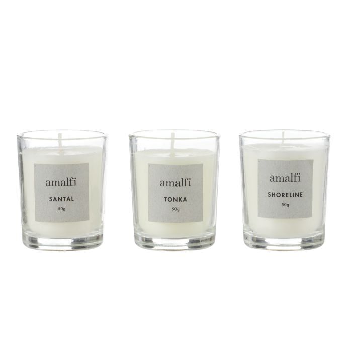 Amalfi: Santal Tonka Votives (Set of 3) - Taupe (9cm)