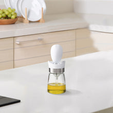 Load image into Gallery viewer, OZZYCOOK 2 Pack 2-in-1 Glass Olive Oil Bottle and Brush - White