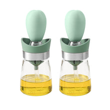 Load image into Gallery viewer, OZZYCOOK 2 Pack 2-in-1 Glass Olive Oil Bottle and Brush - Green