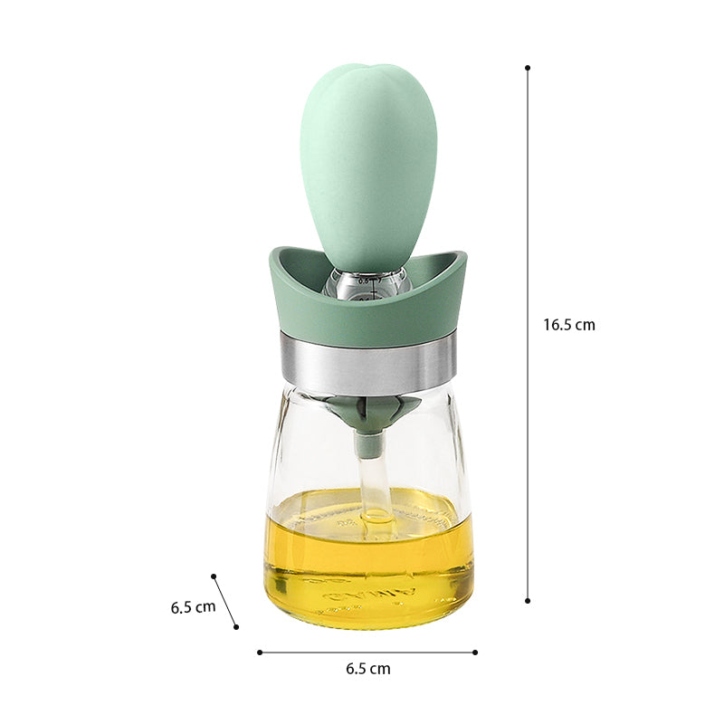OZZYCOOK 2 Pack 2-in-1 Glass Olive Oil Bottle and Brush - Green