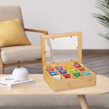 Load image into Gallery viewer, STORFEX Bamboo Tea Box with 12 Compartments