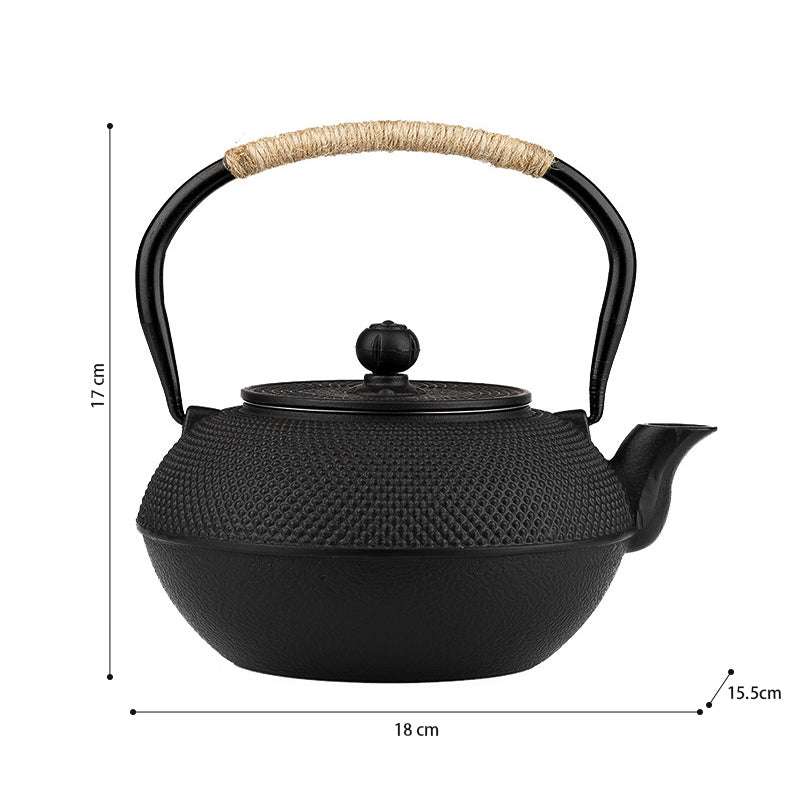 OZZYCOOK Cast Iron Teapot with Stainless Steel Tea Infuser