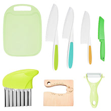 Load image into Gallery viewer, 8 Pcs Plastic Kitchen Knife Set for Kids - Green
