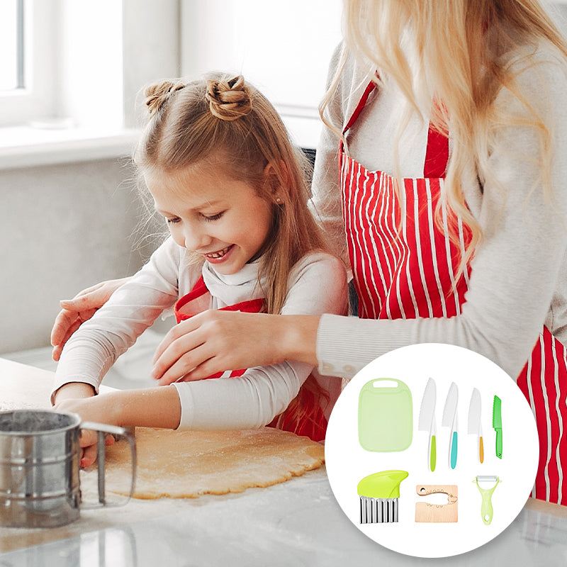 8 Pcs Plastic Kitchen Knife Set for Kids - Green