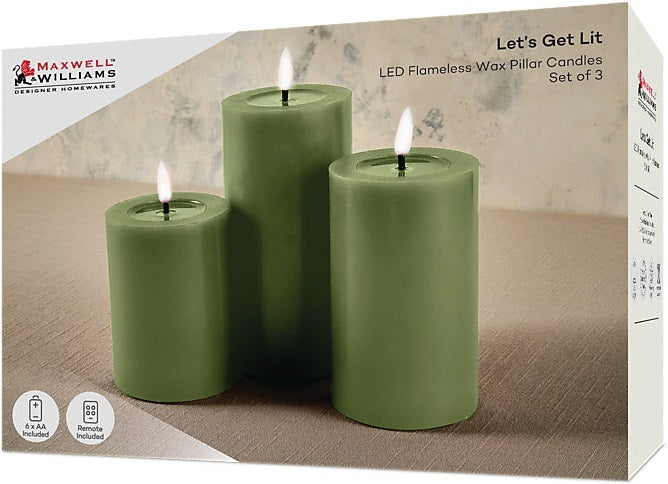 Maxwell & Williams: Let's Get Lit LED Flameless Candle Set of 3 - Pine (7.5cm)