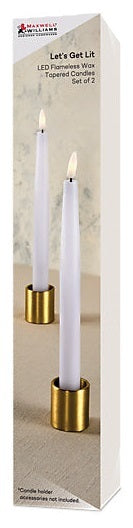 Maxwell & Williams: Let's Get Lit LED Flameless Taper Candle Set of 2 - Natural (24cm)