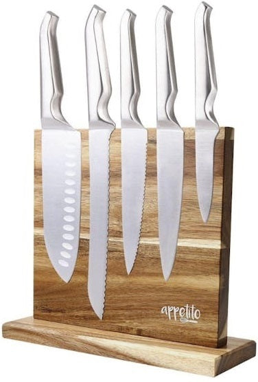 Appetito: Magnetic Double Sided Knife Stand - Acacia Wood