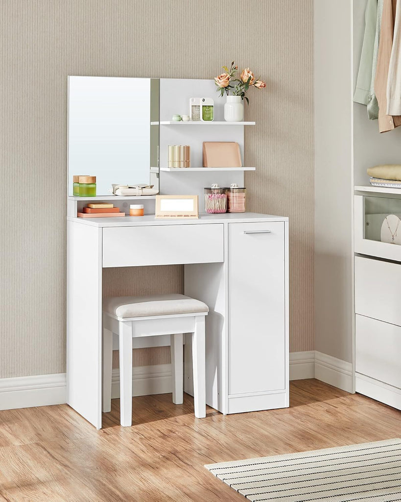 VASAGLE Dressing Table With Mirror - White