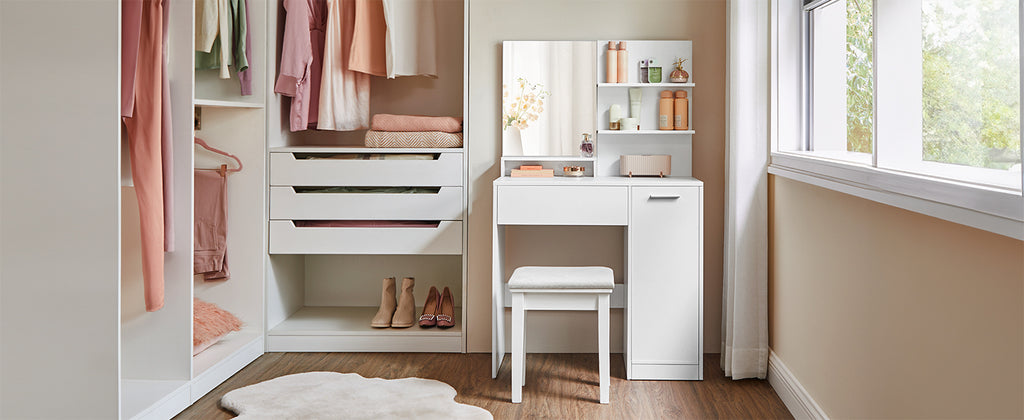 VASAGLE Dressing Table With Mirror - White