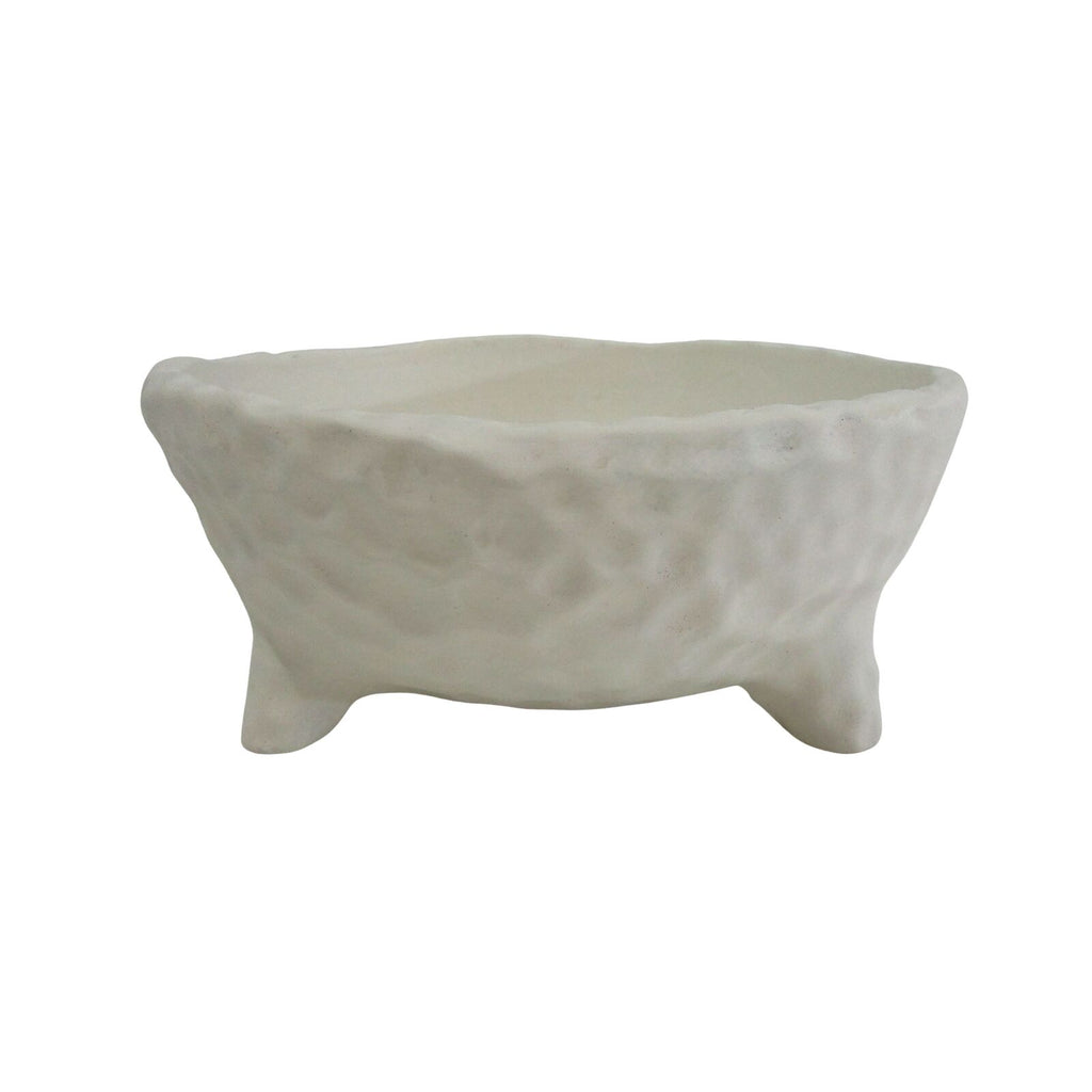 Rogue: Textured Cement Footed Planter - Cream (22cm)