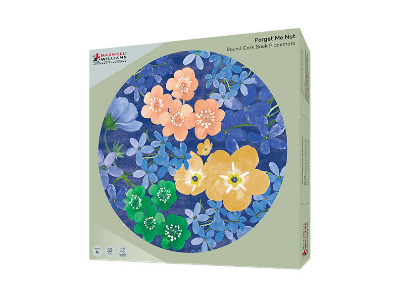 Maxwell & Williams: Forget Me Not Round Cork Back Placemat - Set of 4 (32cm)