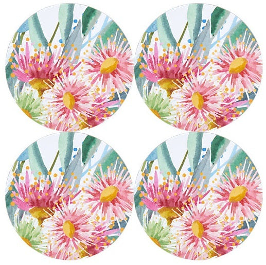 Maxwell & Williams: Royal Botanic Gardens Eucalyptus Bloom Round Cork Back Coaster - Set of 4 (10cm)