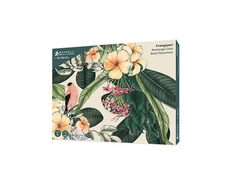 Maxwell & Williams: The Blck Pen Frangipani Cork Back Placemat - Set of 4 (34x26.5cm)